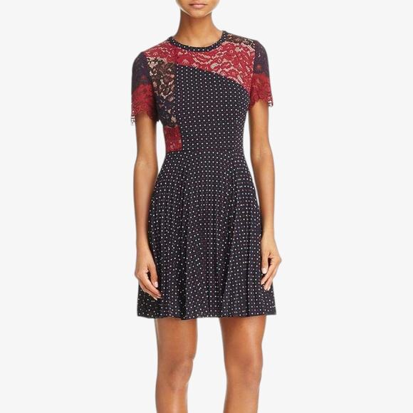 French Connection Dresses & Skirts - French Connection Women’s Dress Y2K Romantic Lace Polka Dot Pleated Skirt US 8
